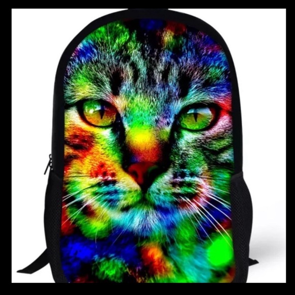 COPY - 🆕 PSYCADELIC KITTY CAT BACKPACK BOOKBAG BAG NWT - Picture 10 of 15